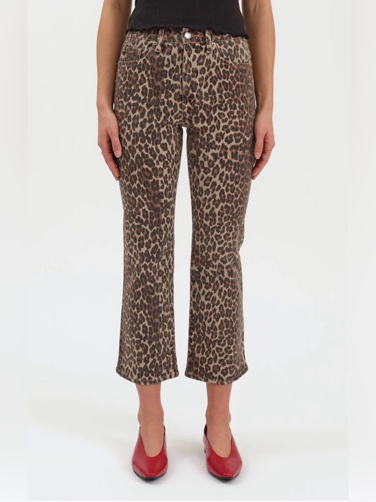 Daze Denim - DAZE Women's Straight Brown Leg Leopard Print Jeans